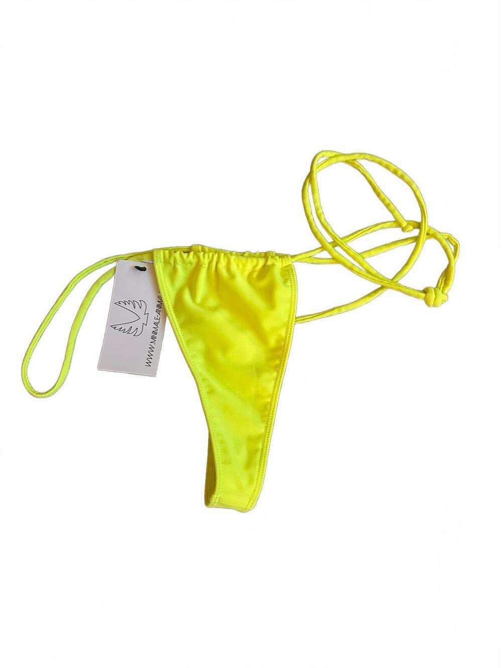 NWT Minimale Animale SANCTUARY TASSEL THONG BIKINI BOTTOM Neon yellow M